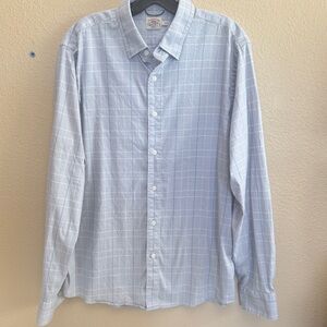 Faherty Brand Mens Button Up Plaid Long Sleeve Collared Shirt Blue White Large